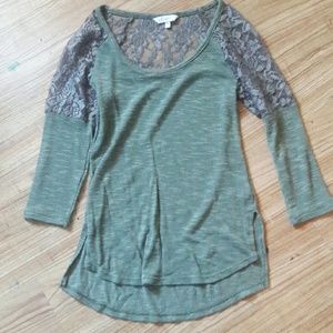 lace top green shirt